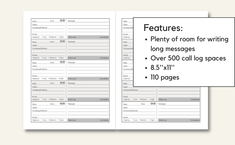 Phone Call Log Book Telephone Message Book With Over 500 Call Log