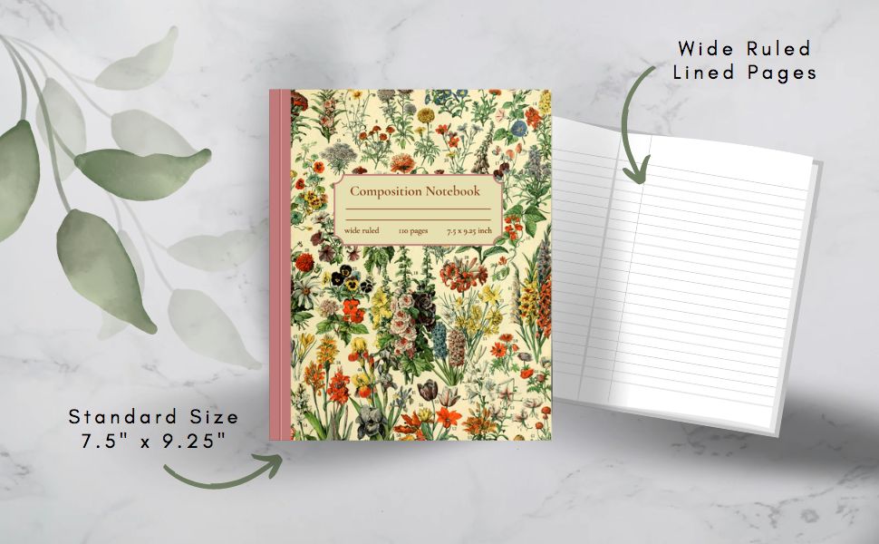 Vintage Composition Book Botanical Boho Aesthetic Composition Notebook