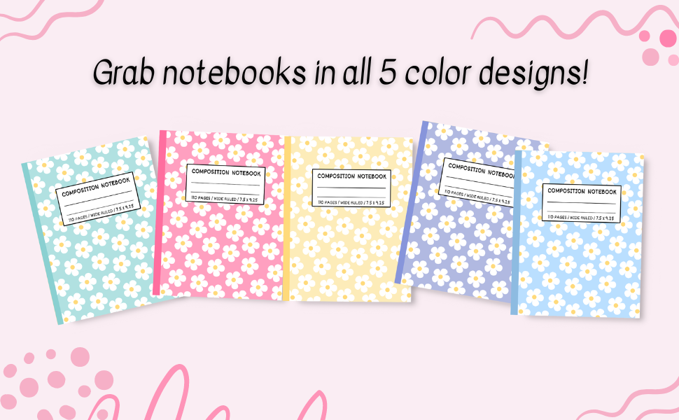 Cute Composition Notebook Wide Ruled Aesthetic Notebook Purple