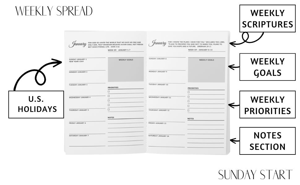 2023 Planner With Scripture Large 8.5x11 Monthly Weekly Calendar