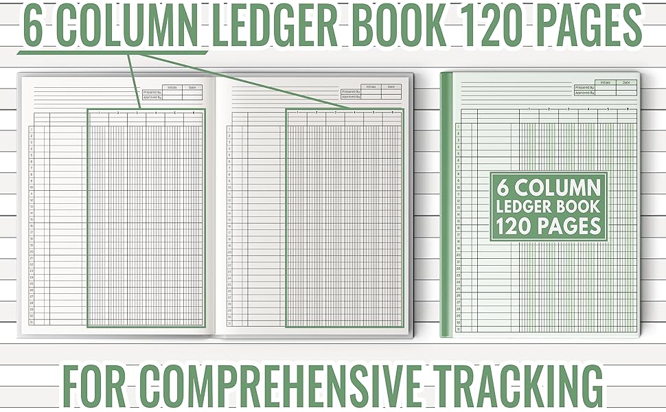 6 Column Ledger Book Simple Customizable Log Book for Bookkeeping and Accounting Account