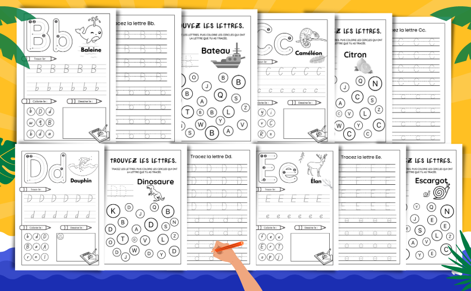 Cahier Ecriture Cursive Magique Francais: 200 pages d'activités pour la  maternelle et le CP, trace les lettres et les chiffres, compter,  labyrinthe,  par numéro et plus encore (French Edition): Note, Marz