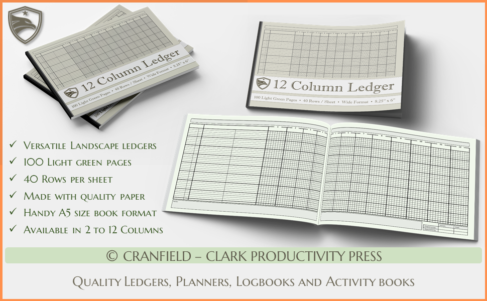 8 Column Ledger Book Green Columnar Pad for Bookkeeping