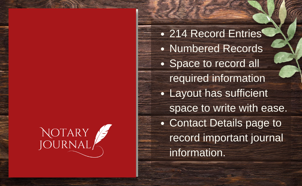 Notary Journal Hardcover Red Notary Log Book for Signing Agents