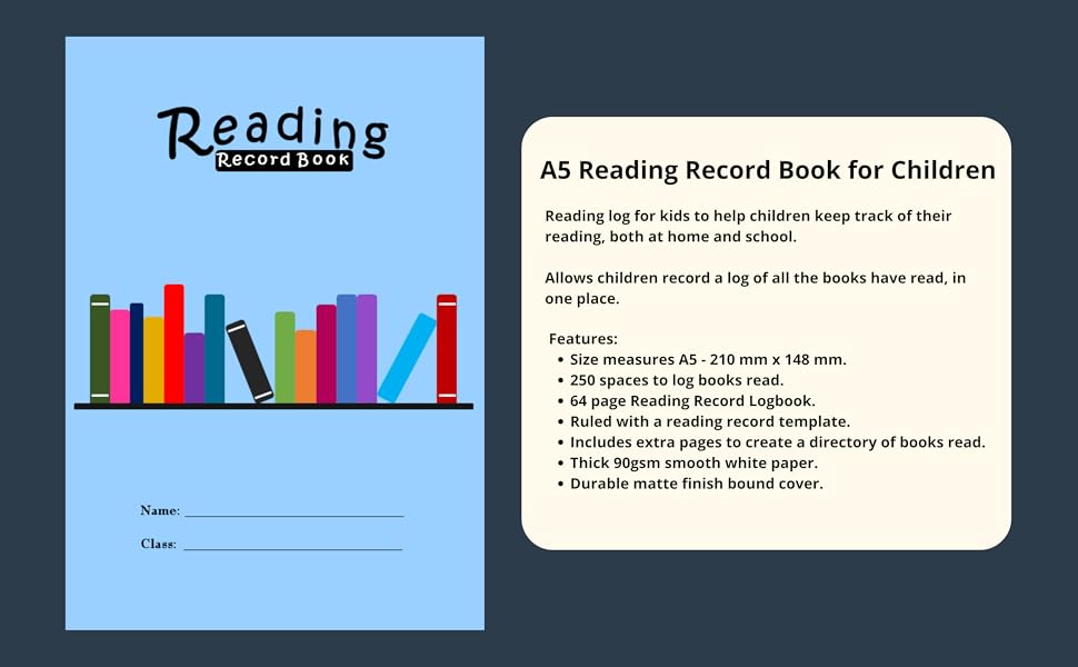 A5 Reading Record Book for Children Reading Log for Kids with Space