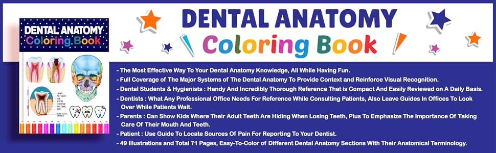 Dental Anatomy Coloring Book for Kids & Adults, Human Body Anatomy Coloring Book for Kids & Adults