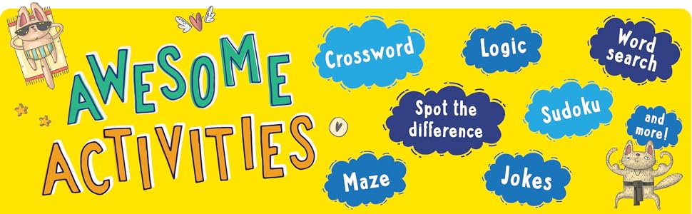 Awesome activities: crossword, spot the difference, maze, logic, sudoku, jokes, puzzles, and more!