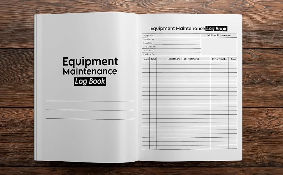 Equipment Maintenance Log Book Maintenance log For Repairs, Service