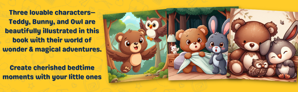 teddy bunny and owl