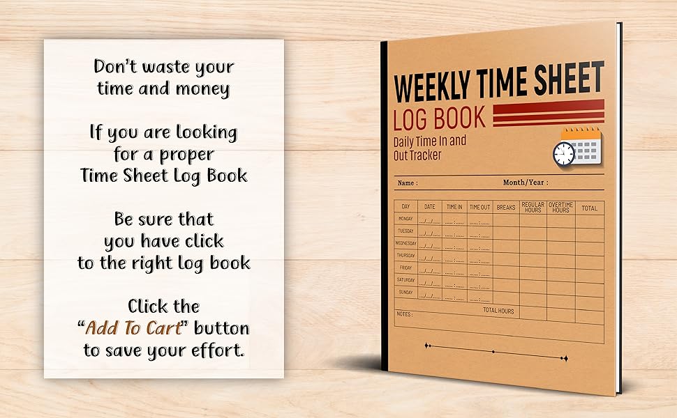 Weekly Time Sheet Log Book Work Hour Log Book for