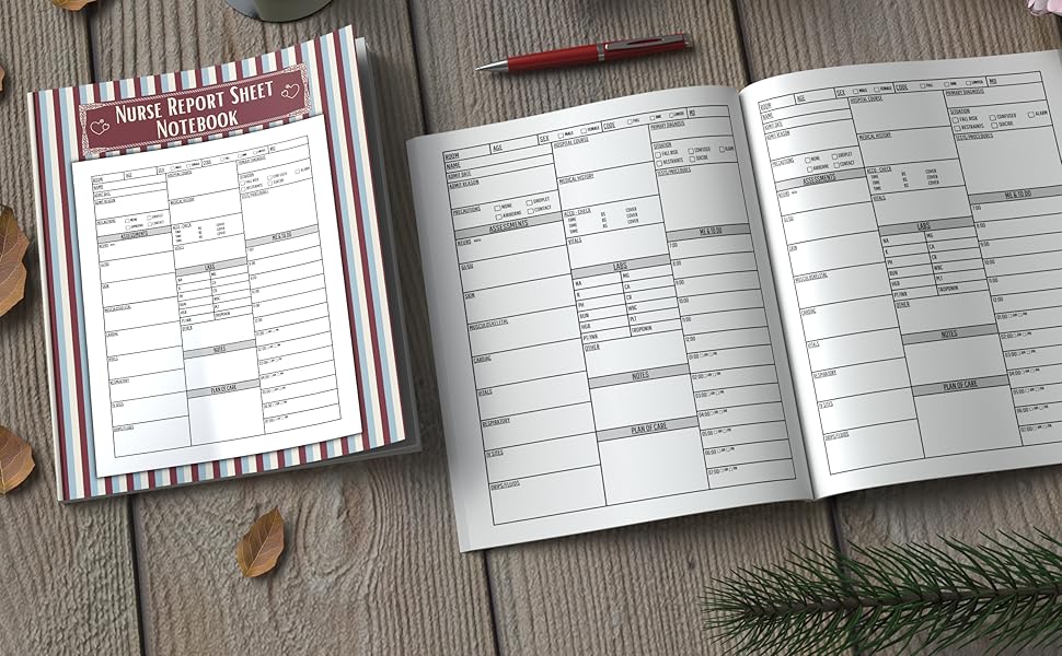 hospital nyan! メモ帳 Nurse Report Sheet Notebook Day or Night Shift: Large-Print