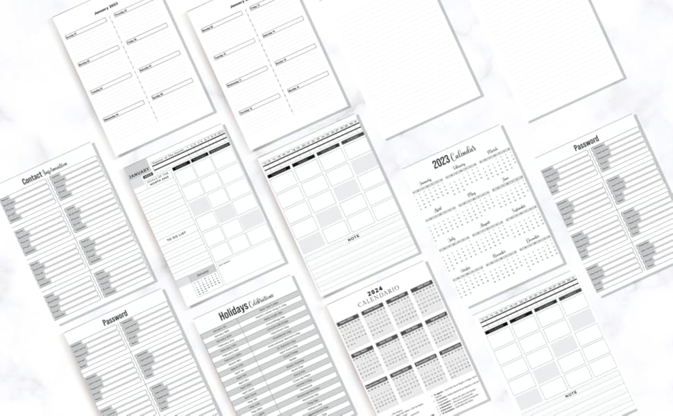 2023 planner weekly & monthly 12 Months Calendar and