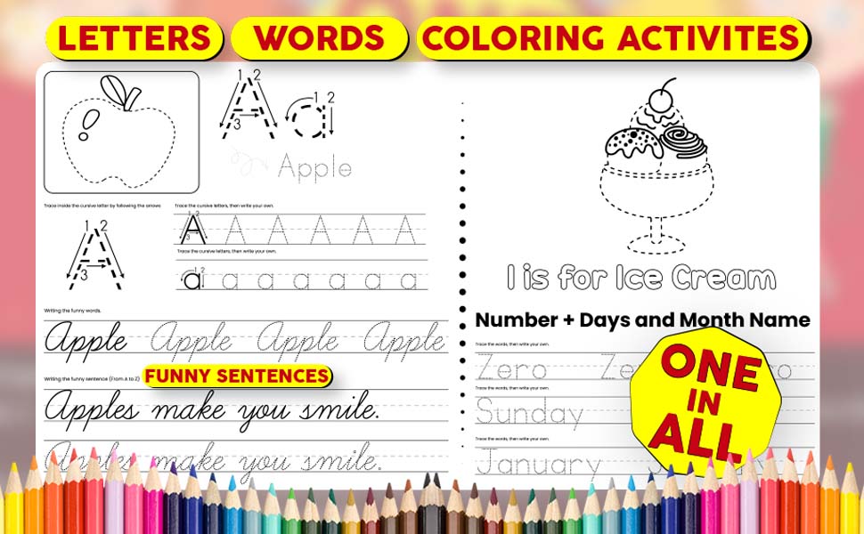 Cursive Handwriting Workbook for Kids: 7 Unique Chapter to Learn ...