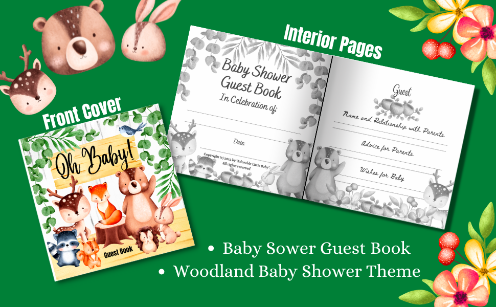 Oh Baby Guest Book Woodland Baby Shower Guestbook with Advice for