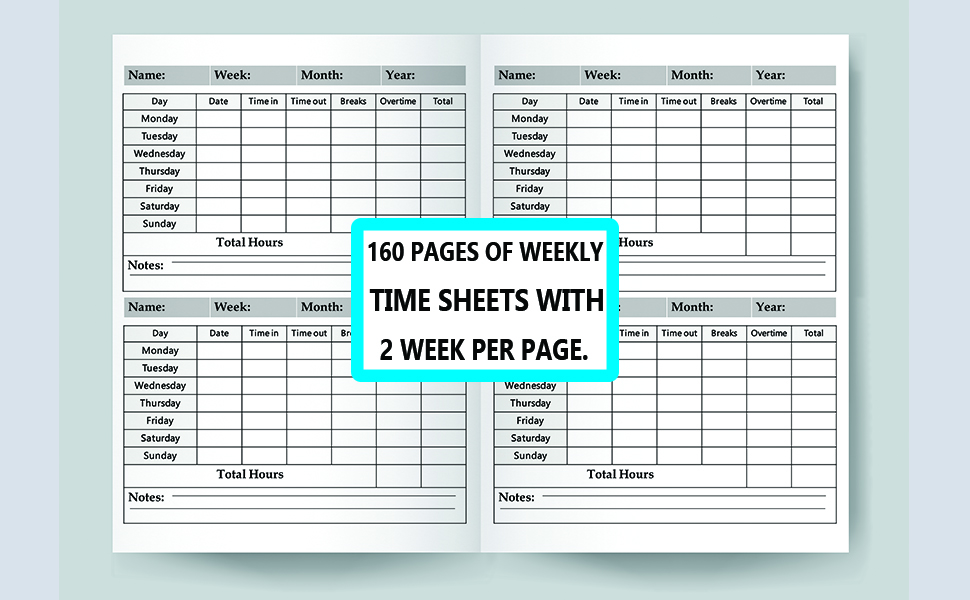 WEEKLY TIME SHEET LOG BOOK work hours logbook, employee time sheet log