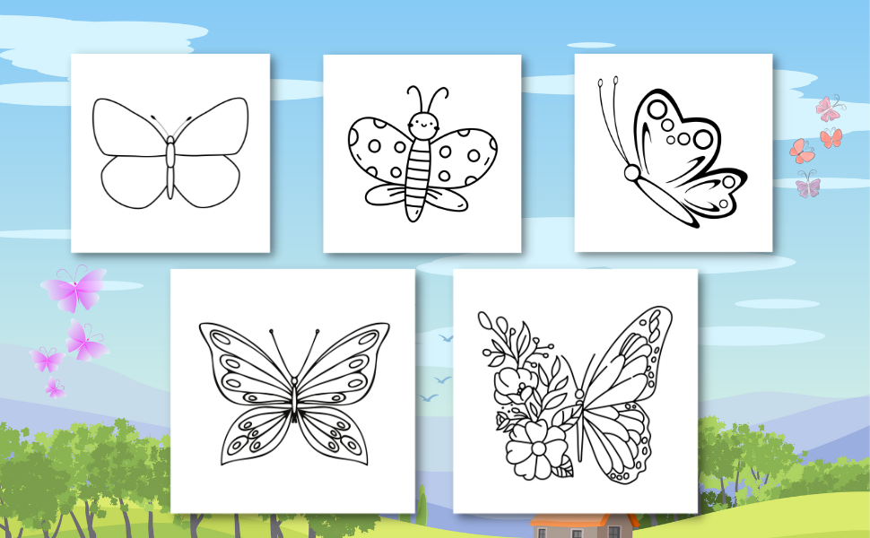 Butterflies Coloring Book for Kids Simple and Easy Butterfly Designs