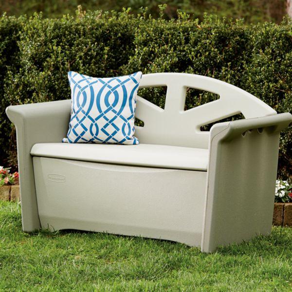 Rubbermaid Outdoor Patio Storage Bench, 4 cu. ft., Olive