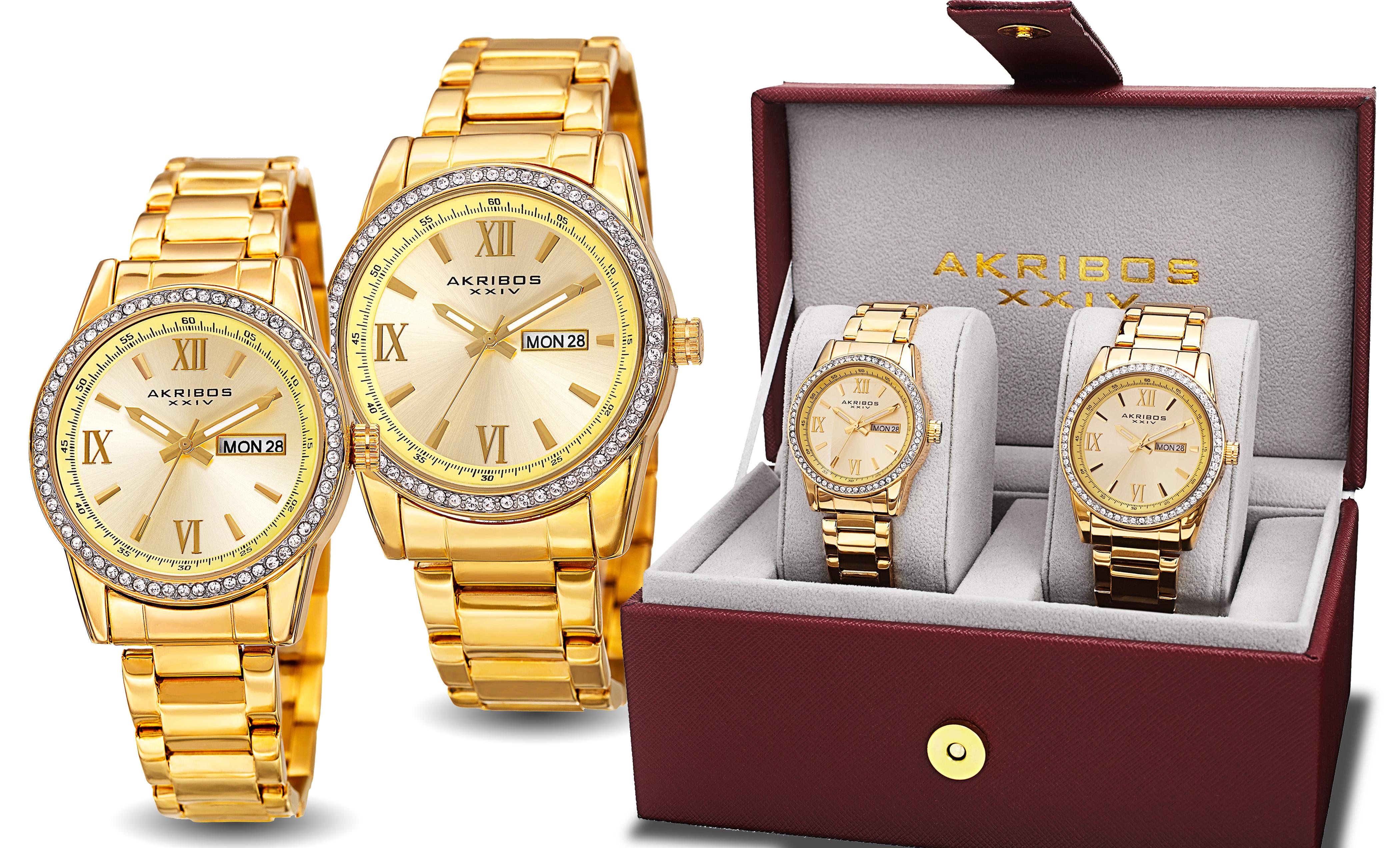 Akribos XXIV Men's and Women's Watch Matching Set His and