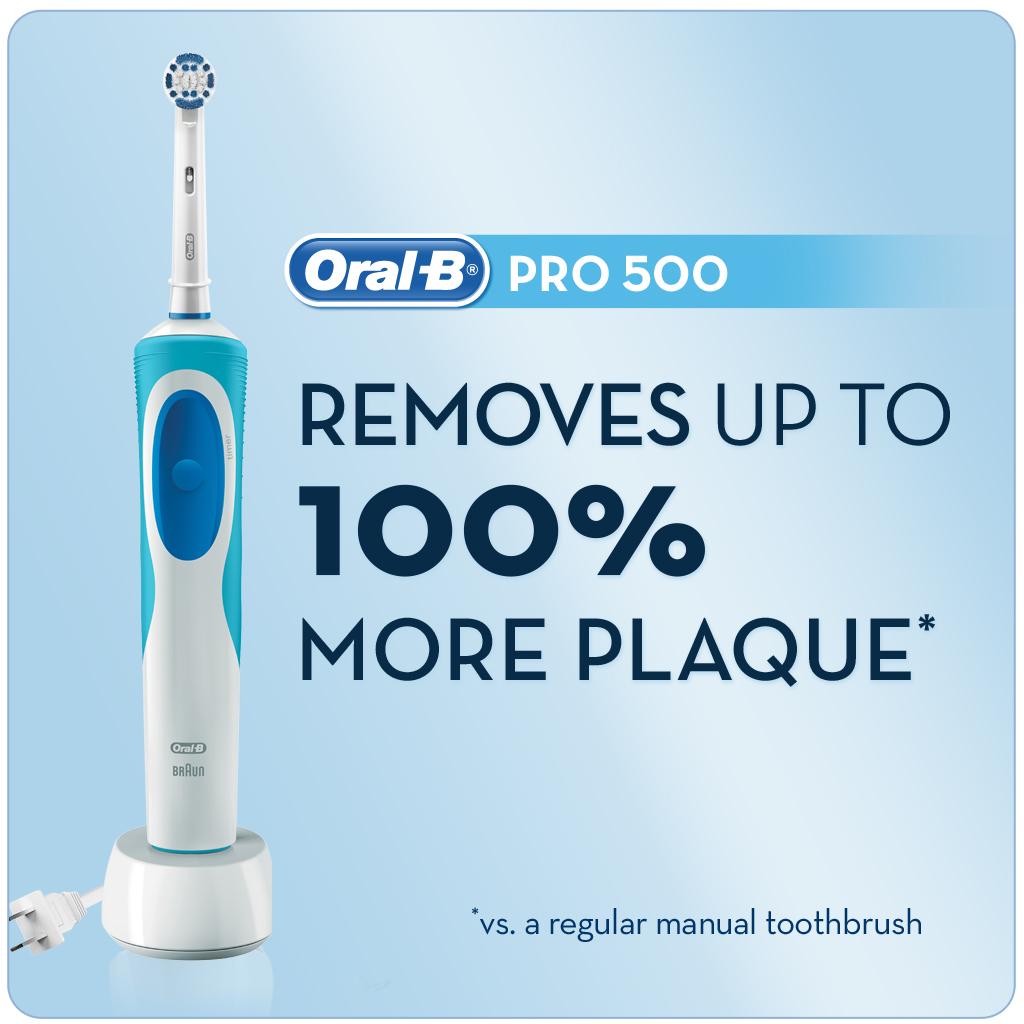OralB Pro 500 Electric Power Rechargeable Toothbrush with