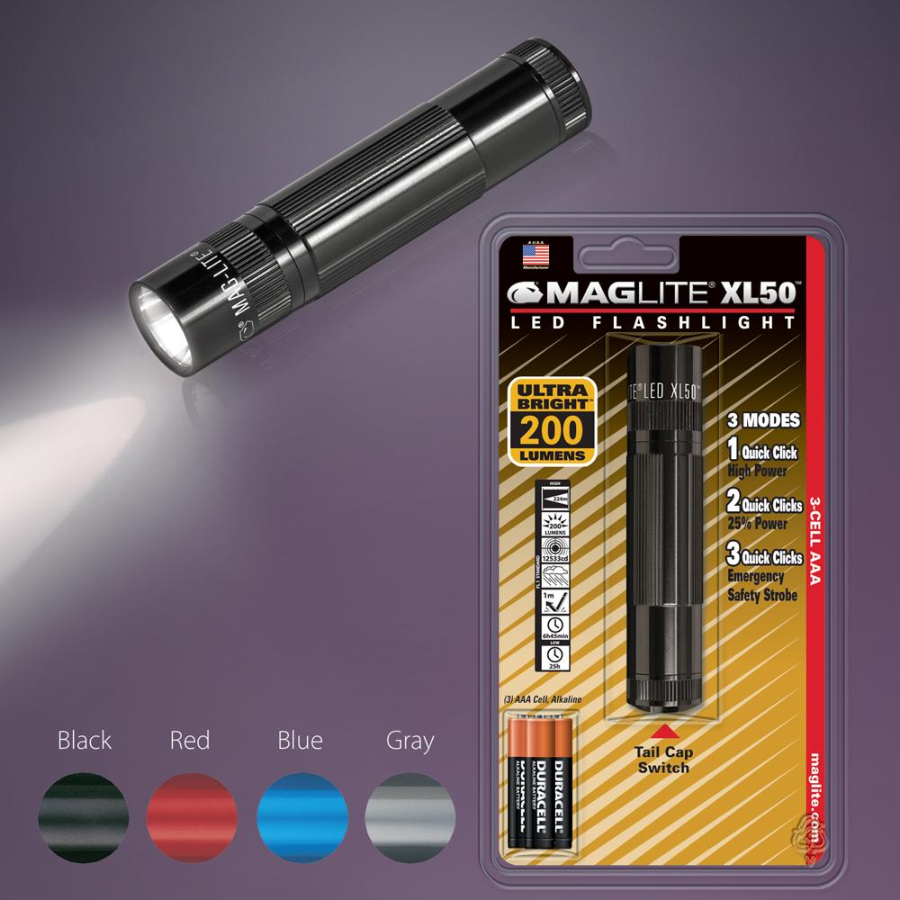 Maglite XL50 LED 3Cell AAA Flashlight, Blue Basic Handheld Flashlights