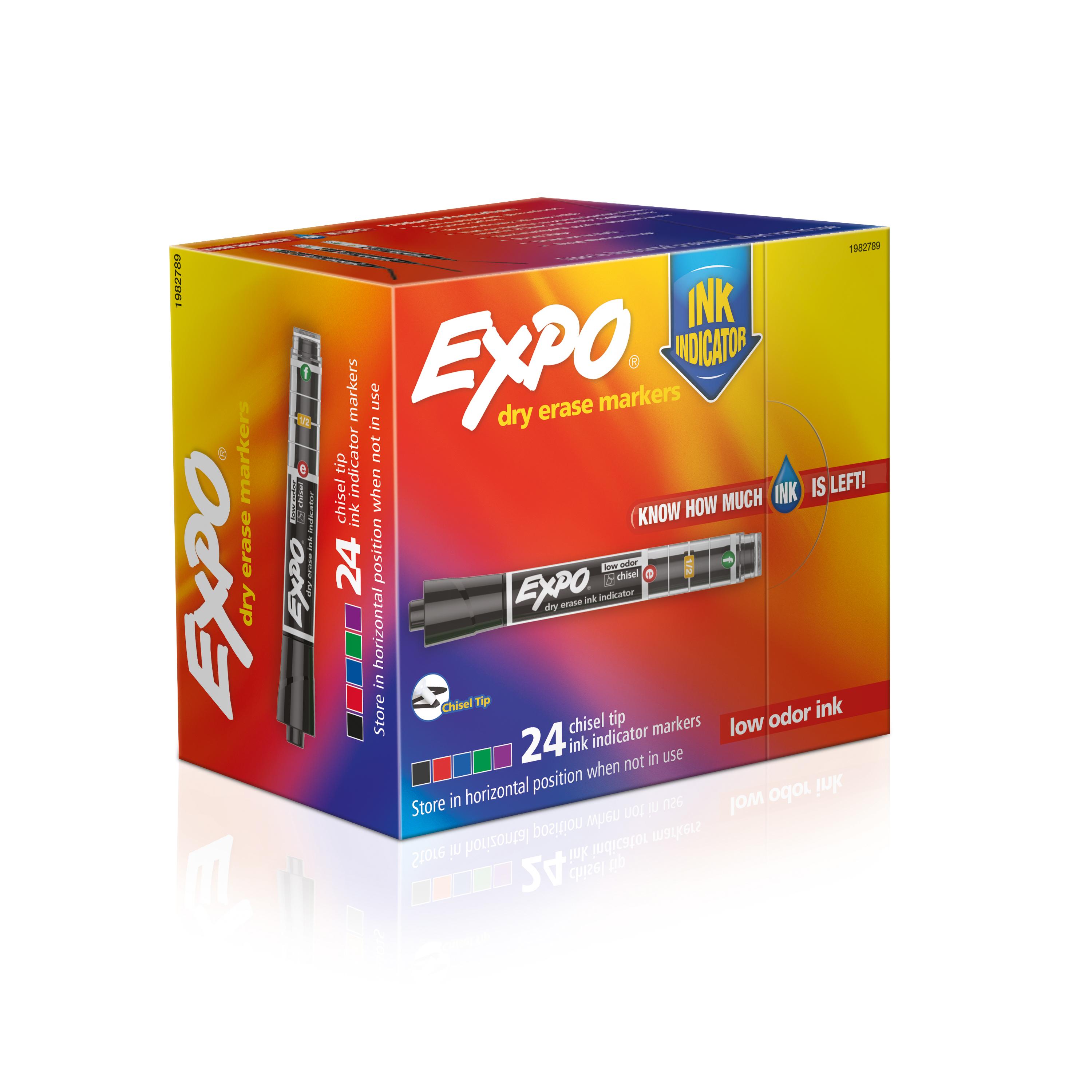 EXPO Dry Erase Markers with Ink Indicator, Chisel Tip