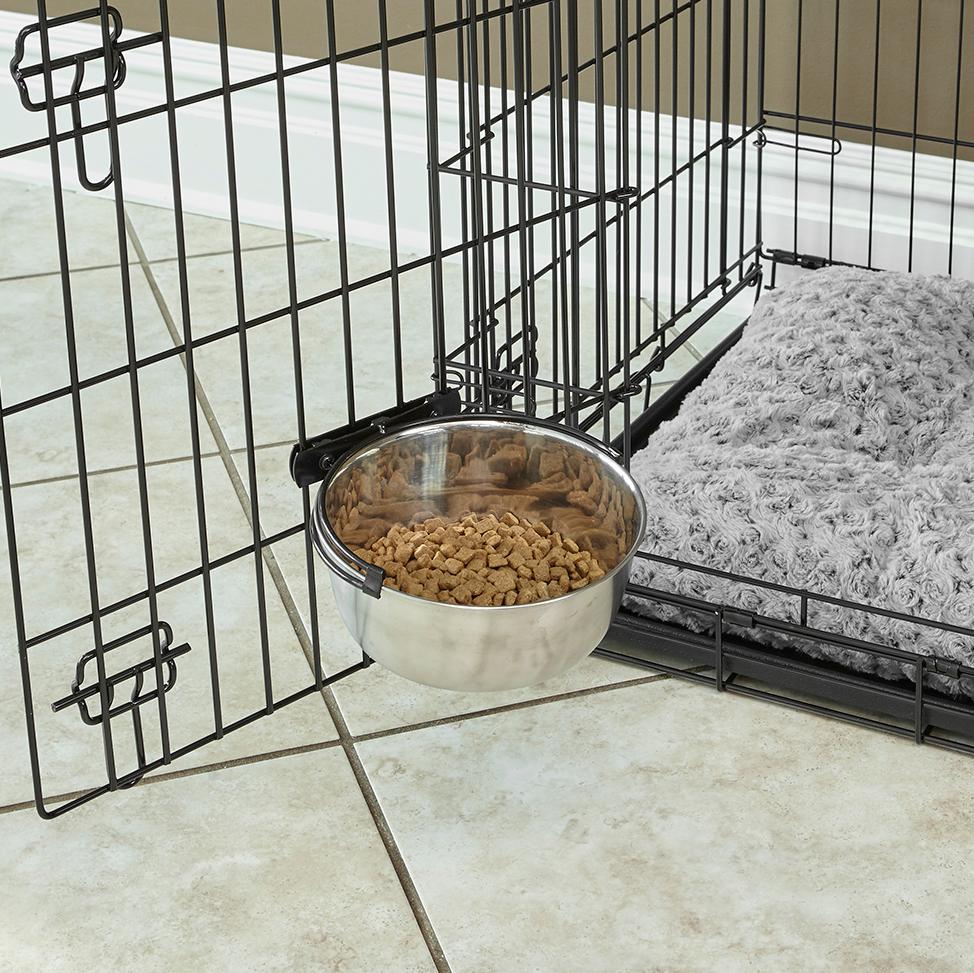 Large Dog Crate Dog Bowl 2 qt. (8 cups) Stainless Steel Dog Food Bowl