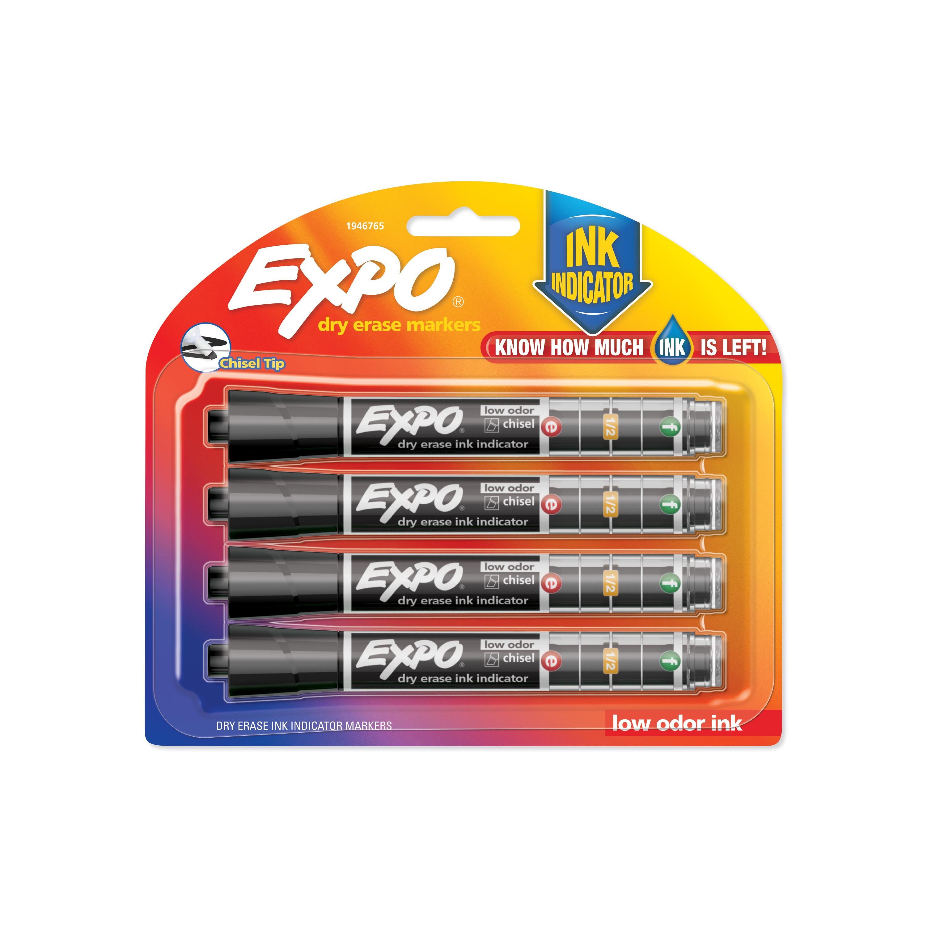 EXPO Dry Erase Markers with Ink Indicator, Chisel Tip