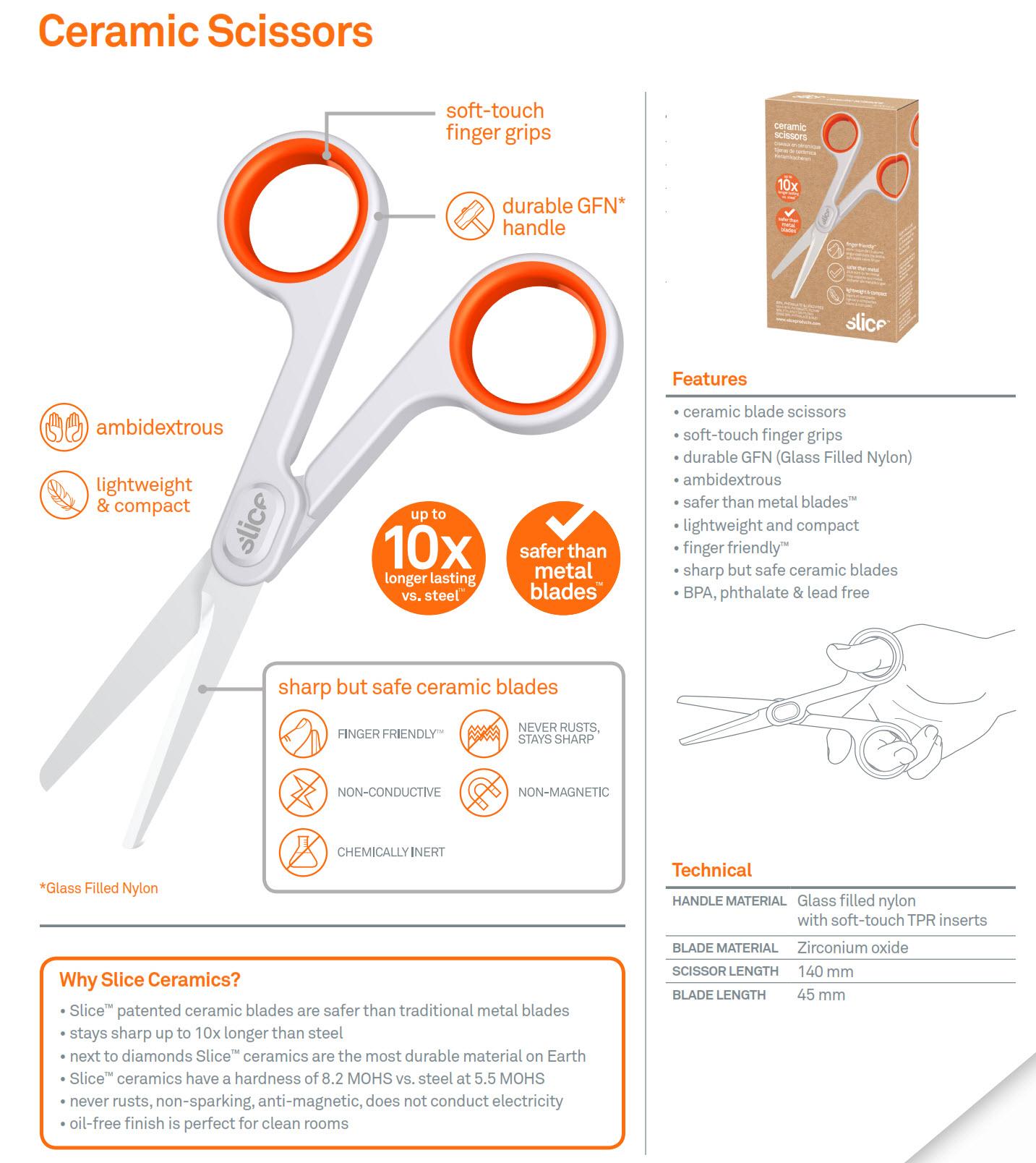 Slice 10544 Ceramic Scissors, Never Rusts, Finger Friendly, Food Grade
