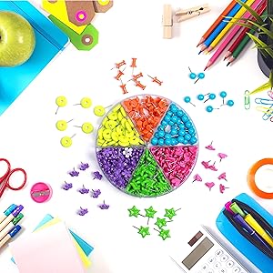 Amazon.com : Decorative Multi-Colored Push Pins for Home & Office, Six ...