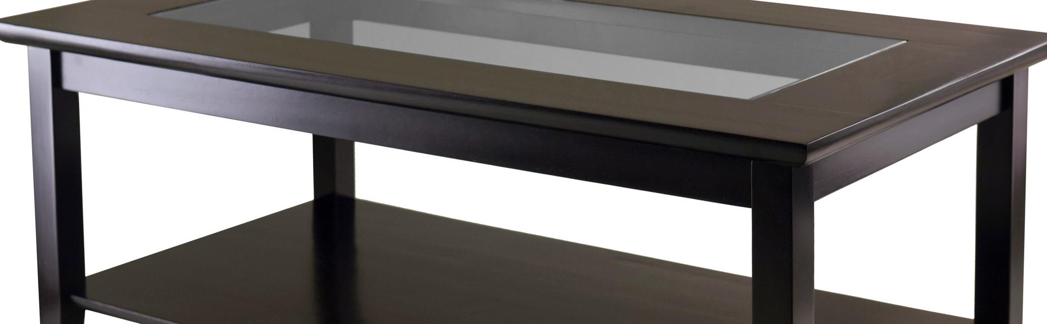 Winsome Wood Genoa Rectanuglar Coffee Table with Glass Top and Shelf