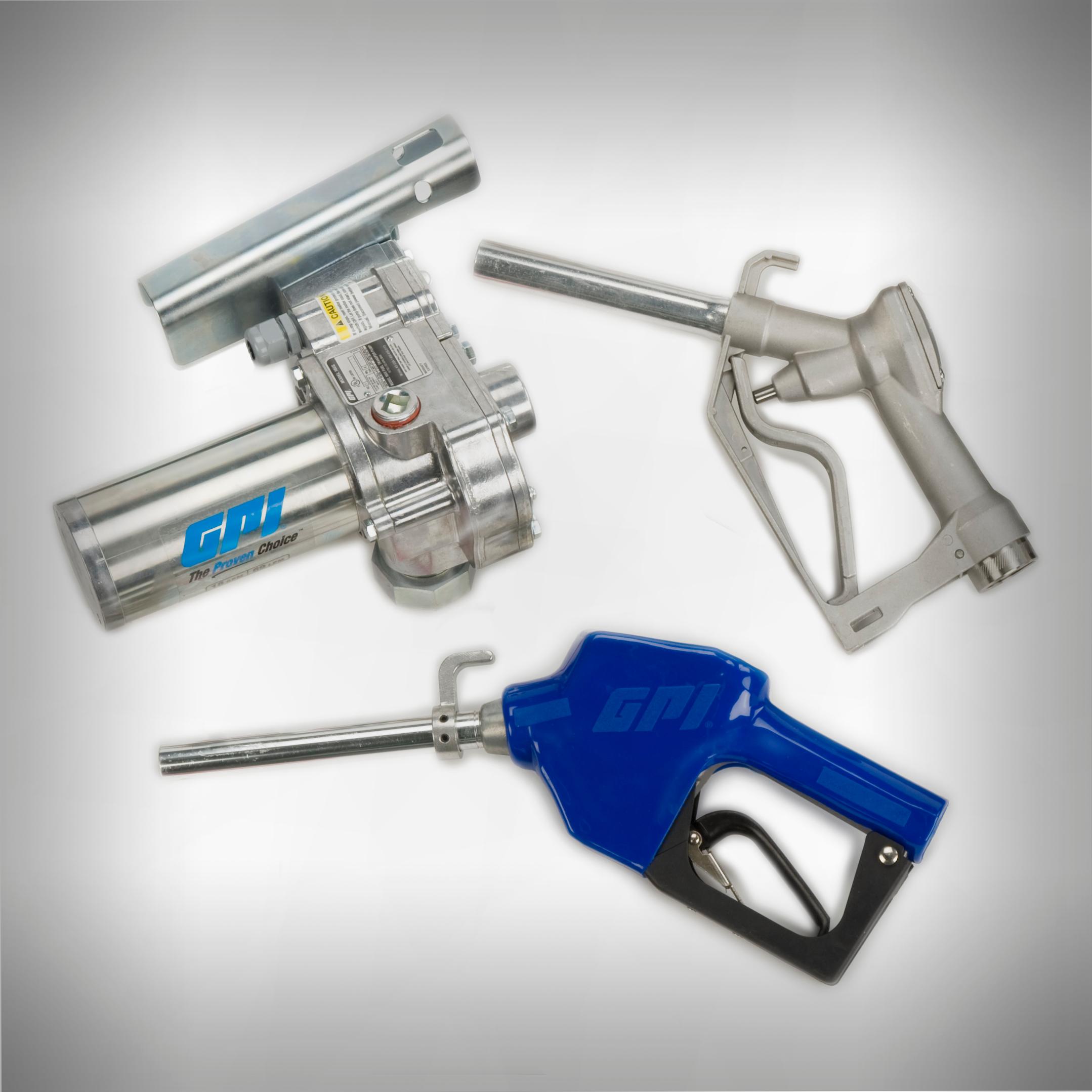 GPI M150SE Cast Aluminum Fuel Transfer Pump with Nozzle, 15 gpm, 1/5