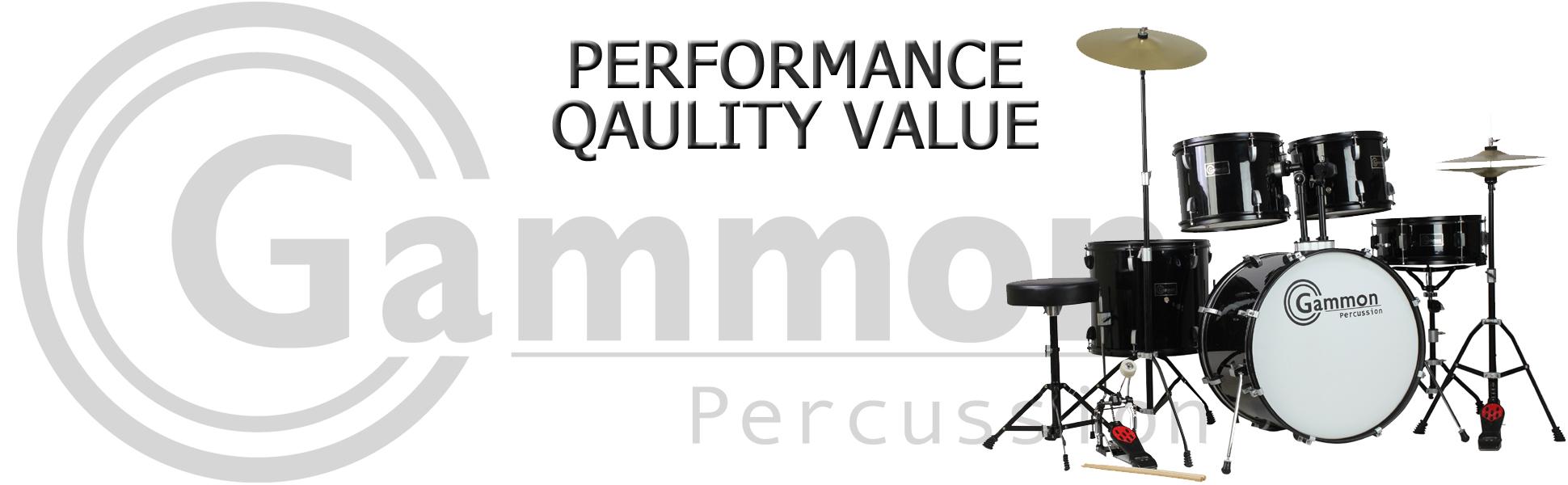 Gammon Percussion Full Size Complete Adult 5 Piece Drum Set with Cymbals Stands