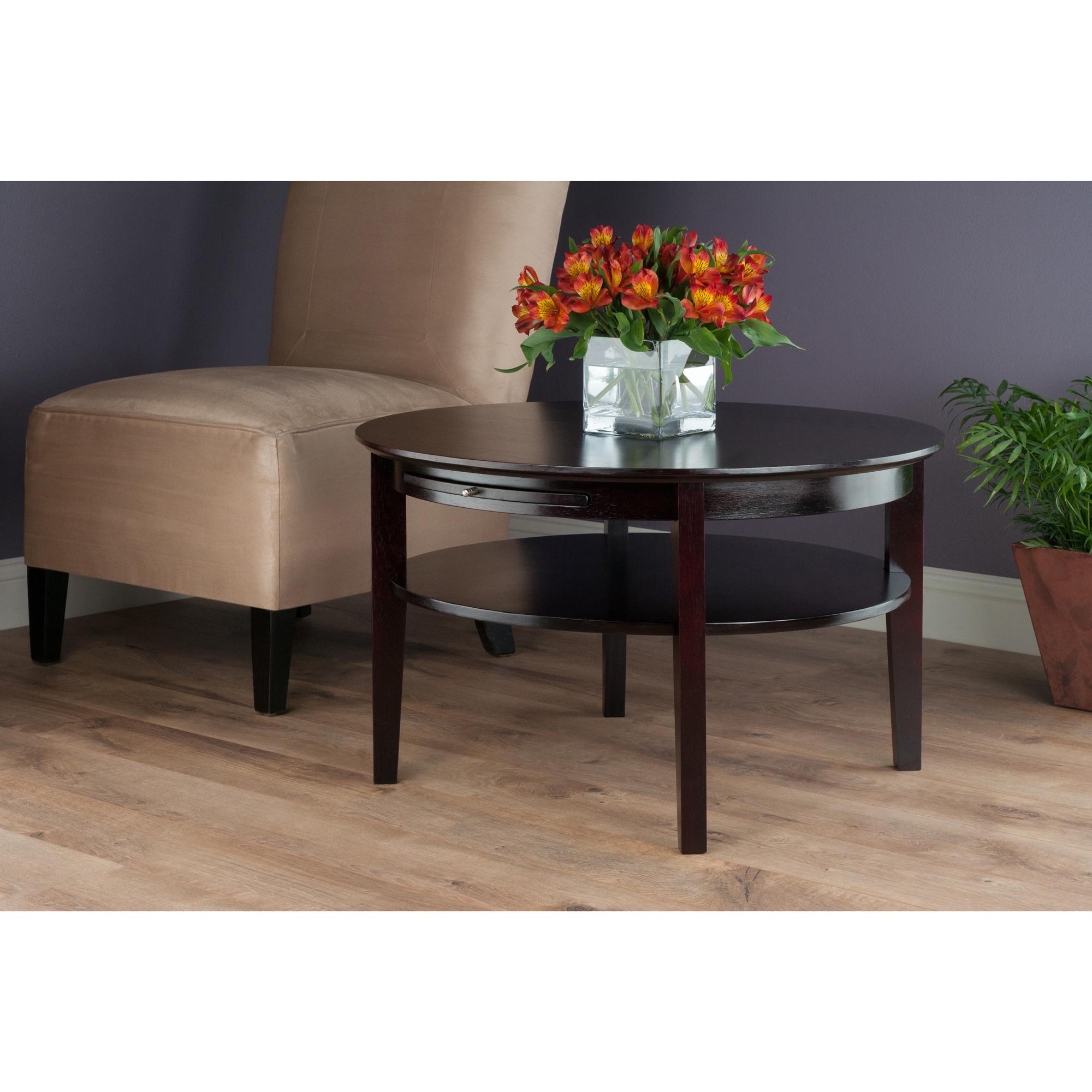 Winsome Wood Amelia Round Coffee Table with Pull Out Tray Amazon.ca