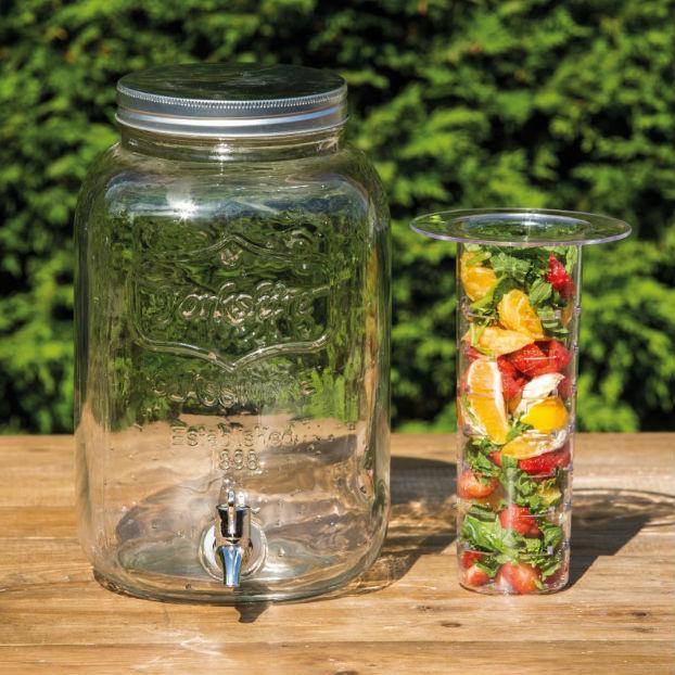 KitchenCraft Home Made Glass Drinks Dispenser Jar with Water Infuser, 7.5 litresTransparent
