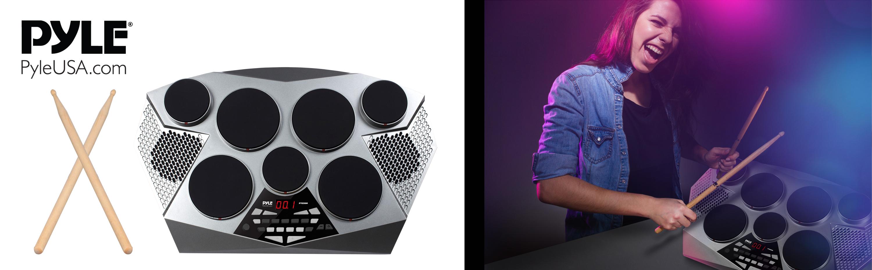 Pyle Pro Electronic Drum kit Portable Electric Tabletop