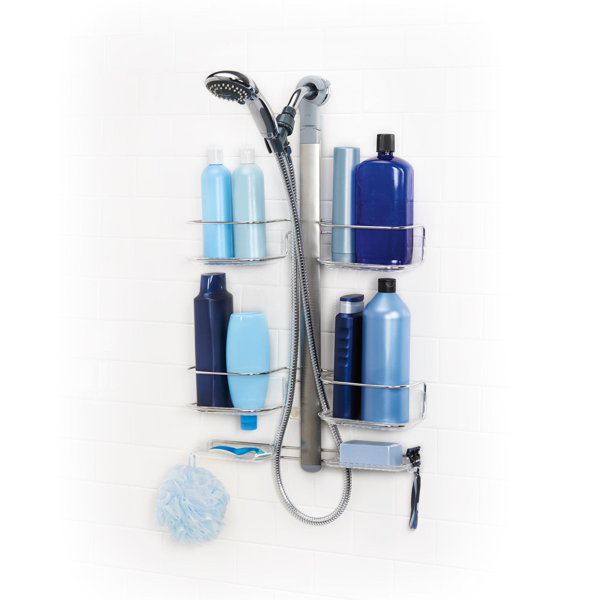 OXO Good Grips Stainless Steel Shower Caddy with Hose Keeper for