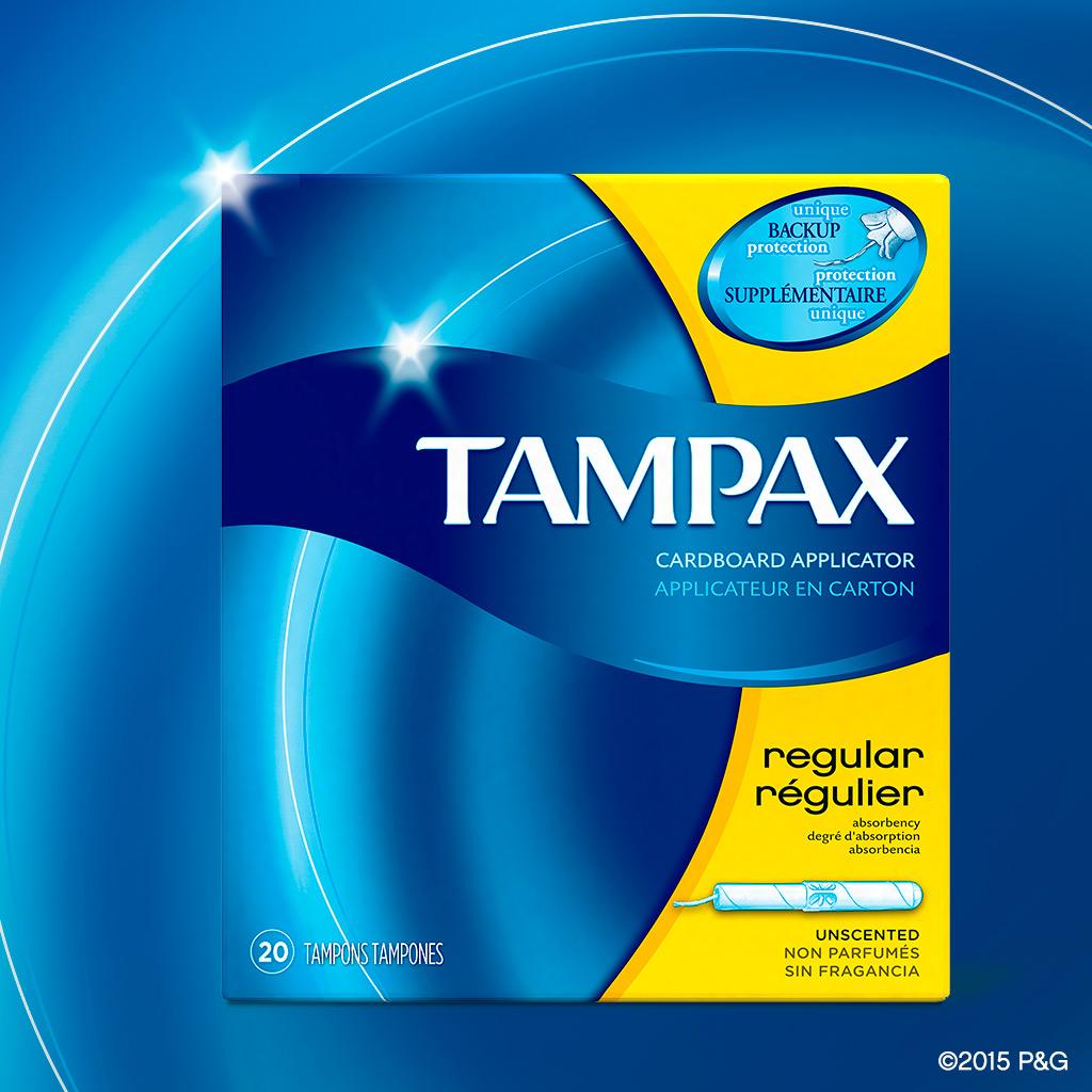 Tampax Cardboard Applicator Tampons, Regular Absorbency, 54