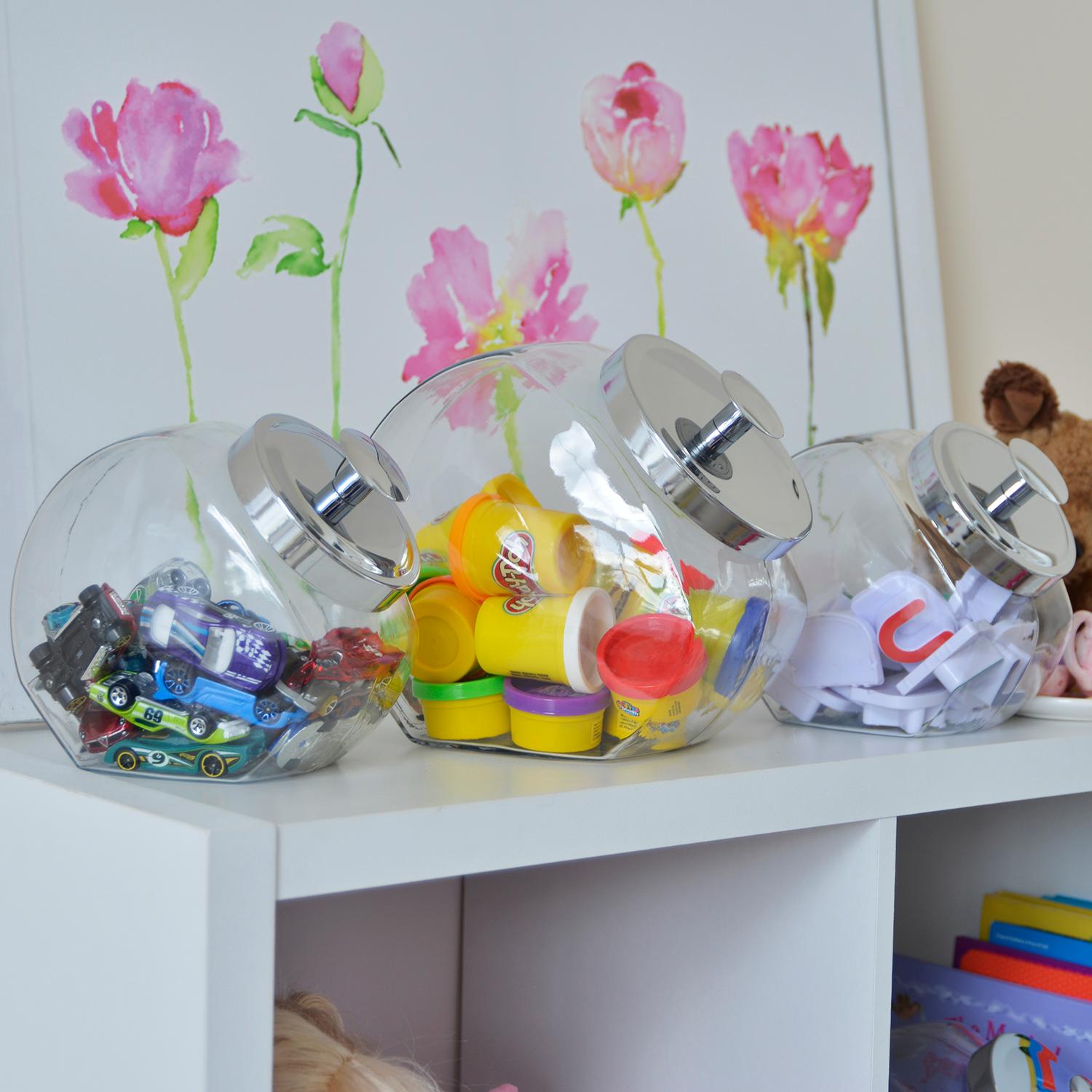 Anchor Hocking 1Gallon Penny Candy Glass Jar with Lid, Chrome, Set of