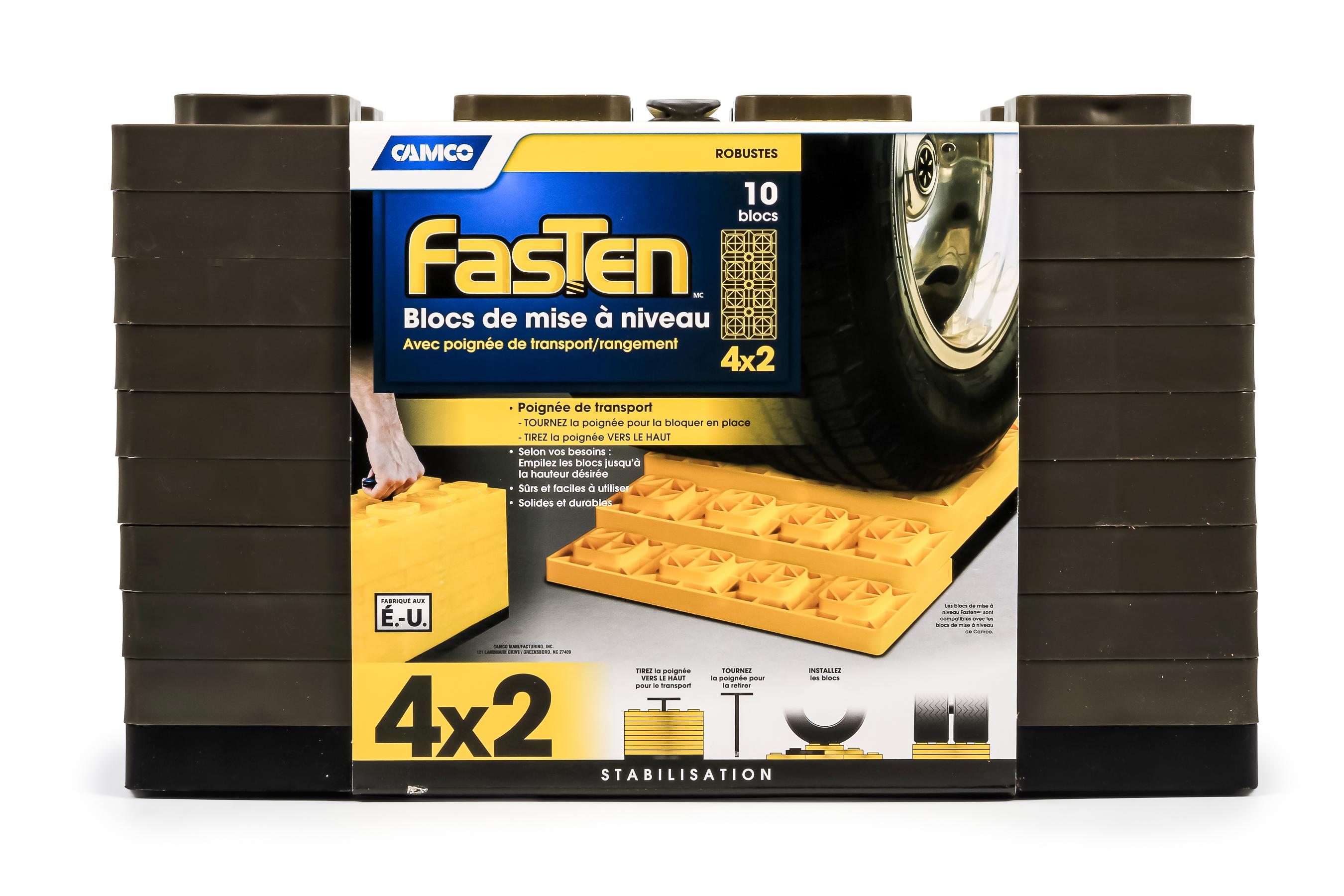 Camco FasTen 4x2 Leveling Block For Dual Tires, Interlocking Design