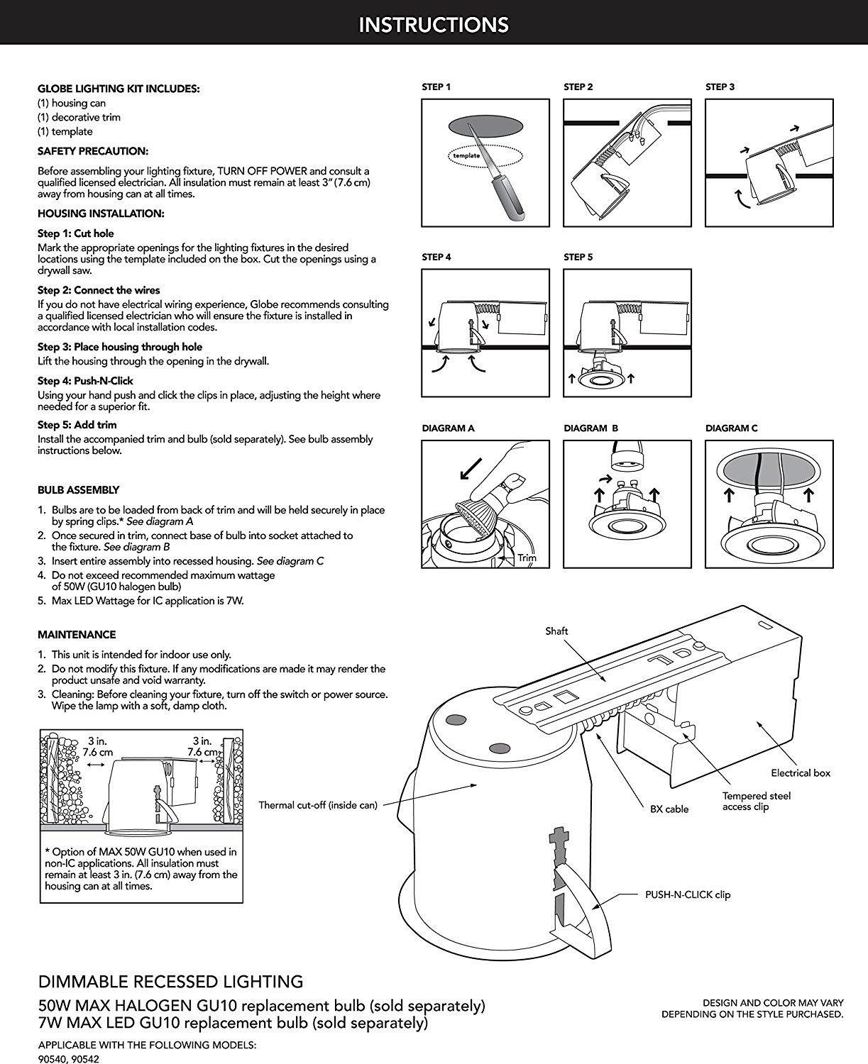 Globe Electric 3" LED IC Rated Swivel Spotlight Recessed