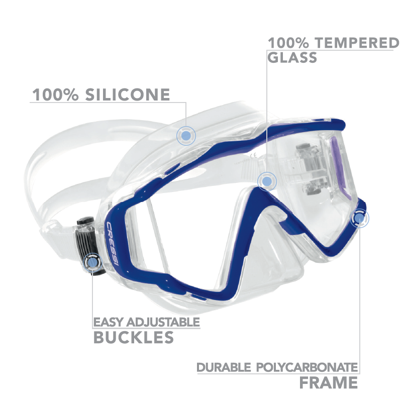 PANO 3 WINDOW, Adult Diving, Snorkeling Mask with Excellent Peripheral