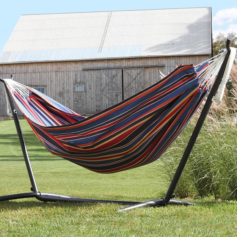 Vivere Double Tropical Hammock Combo with 9' Stand and Carry Bag
