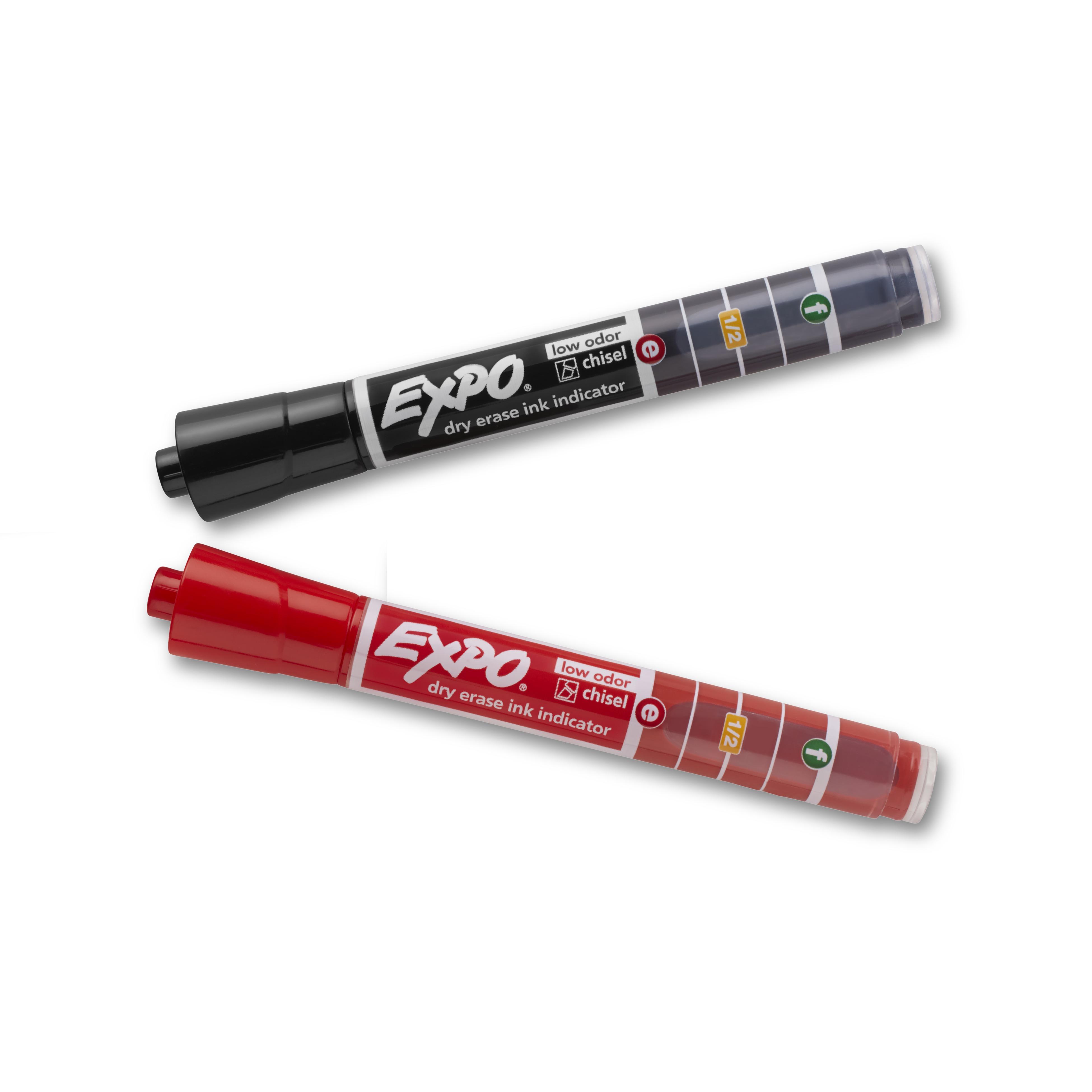 EXPO Dry Erase Markers with Ink Indicator, Chisel Tip, Black and Red, 2