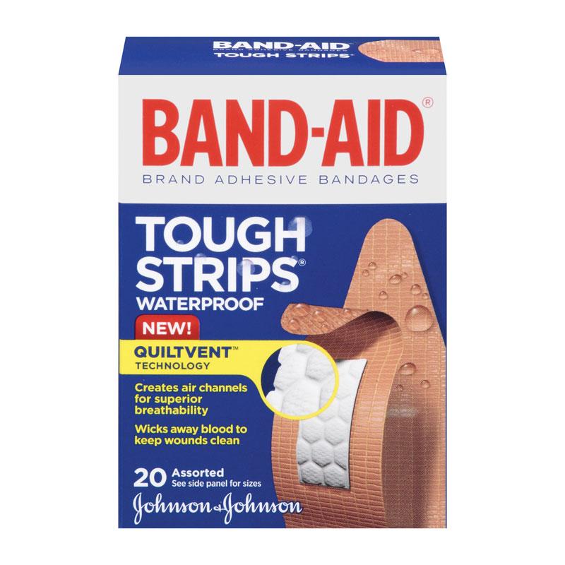 BandAid Brand ToughStrips Waterproof Adhesive Bandages, Durable
