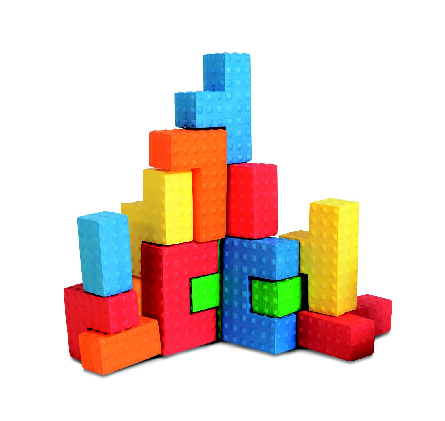 Edushape Easy Grip Soft Foam Sensory Puzzle Blocks, 18