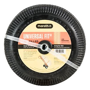 Universal Fit 4.10/3.50-4 Air Filled Hand Truck/Utility Tire, 5/8" Bearings,2.25" Offset to 4" Hub, Adapter Kit Included