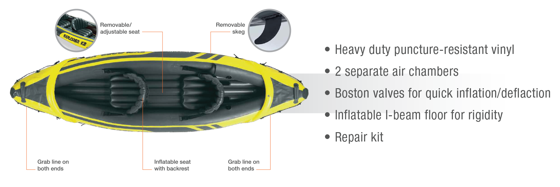 Intex Explorer K2 Kayak, 2Person Inflatable Kayak Set with