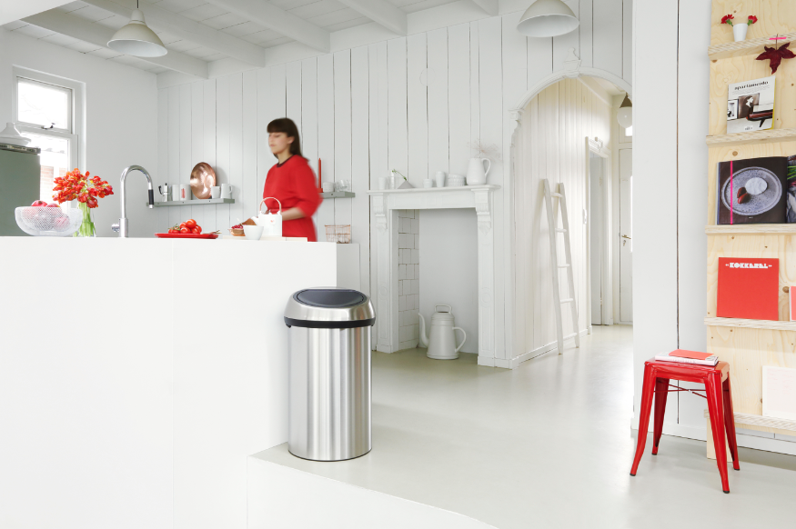 Brabantia Touch Trash Can 16 gallon/60 liter Matte Steel
