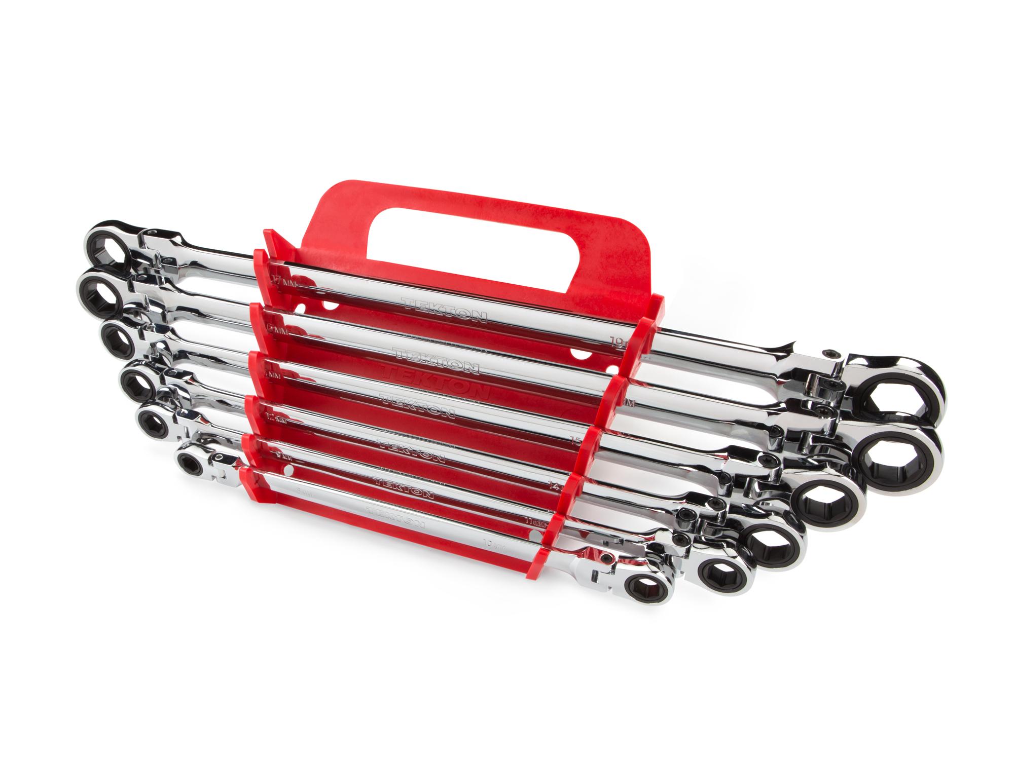 TEKTON WRN77164 Extra Long FlexHead Ratcheting Box End Wrench Set with