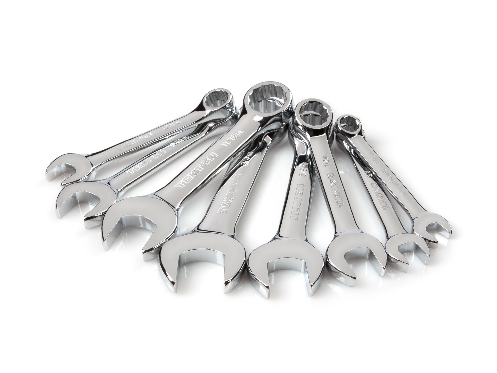 TEKTON WRN01086 Stubby Combination Wrench Set with Rollup Storage